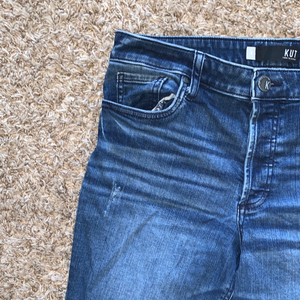 Kut From The Kloth Women’s Dark Blue Stretch Straight Leg Distressed Jeans Sz 8 - Picture 5 of 11